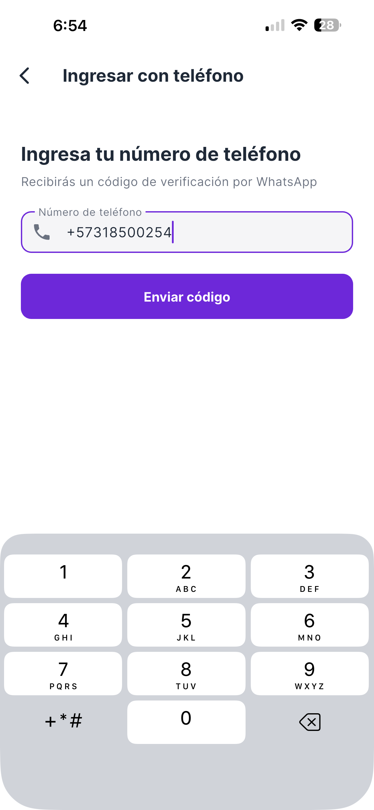 Ingresa tu número